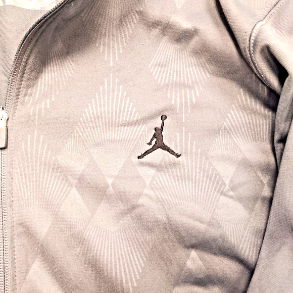 Air Jordan Track Jacket Men's Size XL Grey Diamond Pattern Jumpman Logo Full Zip - Picture 6 of 7